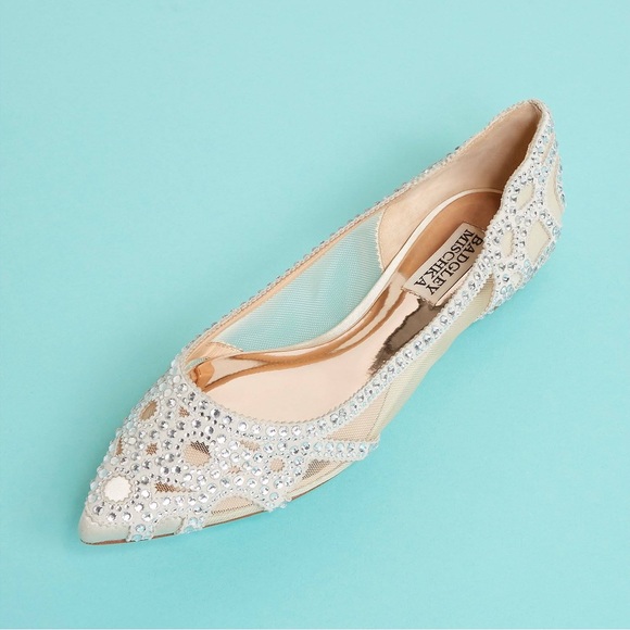 Badgley Mischka Crystal Pointed Toe Flats, Size 8 W, NEW - Picture 16 of 16